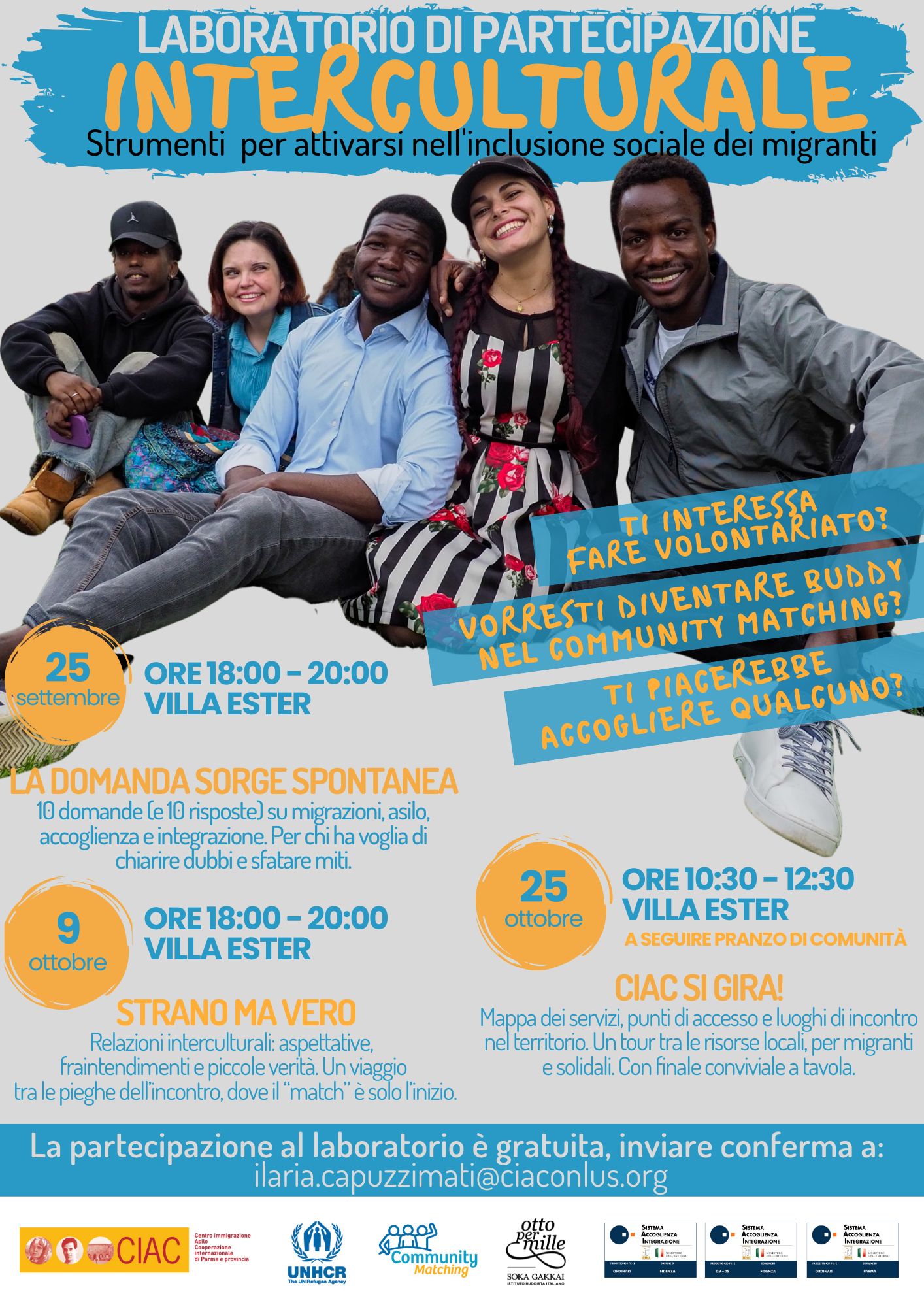 A settembre e ottobre Villa Ester ospiterà un ciclo di incontri dedicati a chi desidera conoscere meglio il tema delle migrazioni, mettersi in gioco nel volontariato e scoprire come partecipare attivamente a percorsi di inclusione sociale.